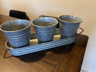3 Pack Galvanized Buckets Metal Buckets