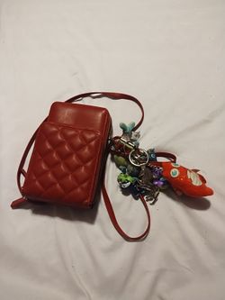 SG SUGA Aria Diamond Quilted Triple Compartment Wallet/Mini Purse In Maroon