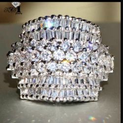 ❤️ Ring Stunning Created White  Sapphire Baguette Wedding Ring Sizes 6/7/8/9/10  *See My Other 800 Items*