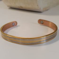 Silver And Gold Tone Copper Lined Cuff 