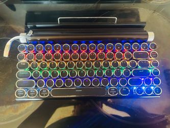Typewriter wireless keyboard with custom blue type keys