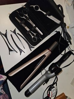Hair Styling LOT - Flattener Curling Iron Clips 2-n-1
