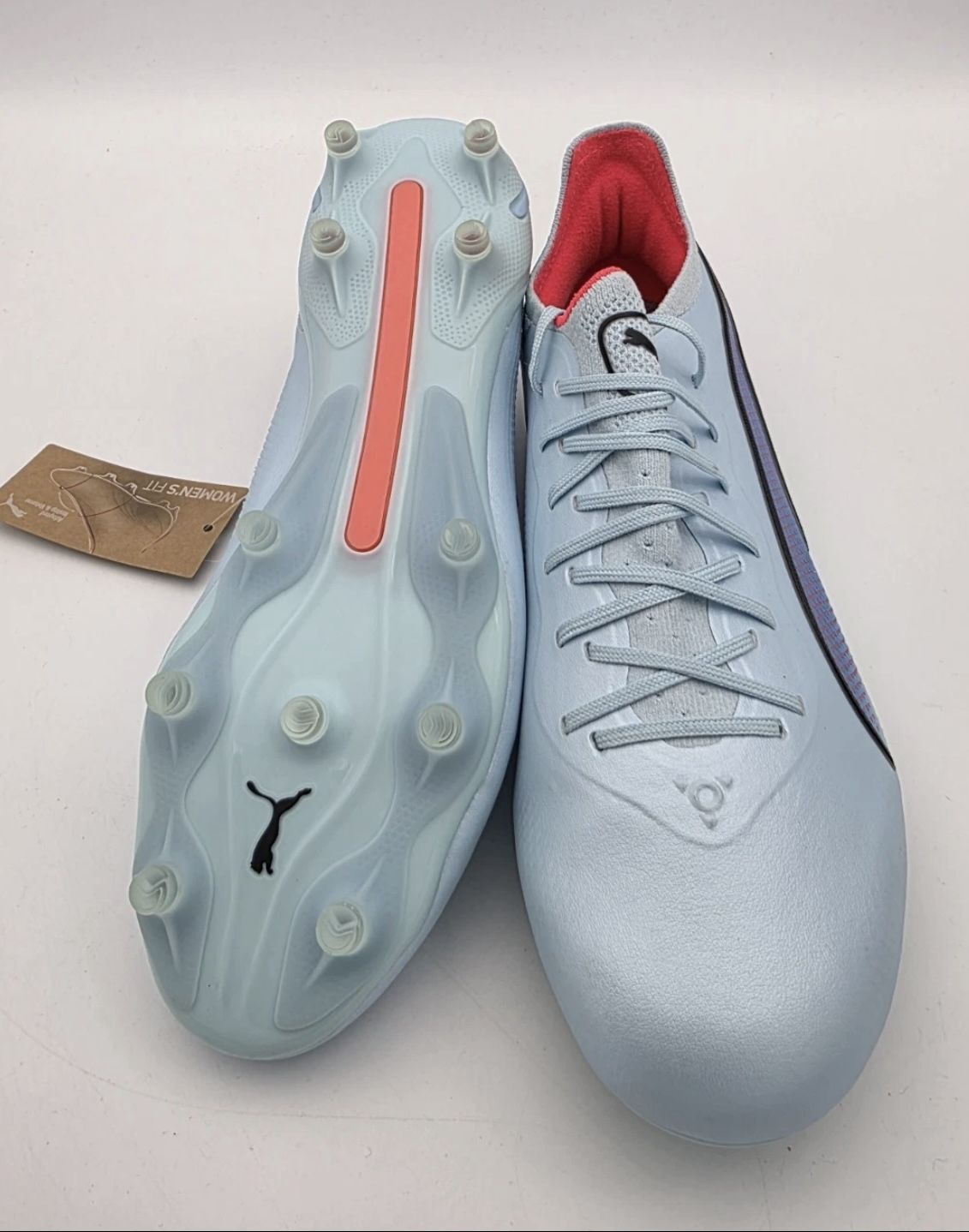 Puma King Ultimate Women Size 10 FG/AG Soccer Cleats 107262-01 White Blue Shoes