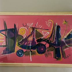 36”x64” Framed Silk Pareo Pink 