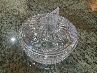 Mikasa Staccato art deco style vintage lead crystal lidded candy dish PERFECT 5 inches