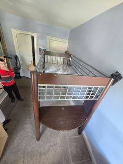 Twin size loft bed with desk