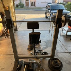 Golds Gym Pro Series Squat/flat Bench/ Inclined Bench With Preacher Curl Attachment And Leg Extension/curls. 3