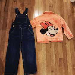 Size 5t lot overalls and minnie mouse denim jacket