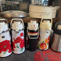Vintage coffee thermoses 