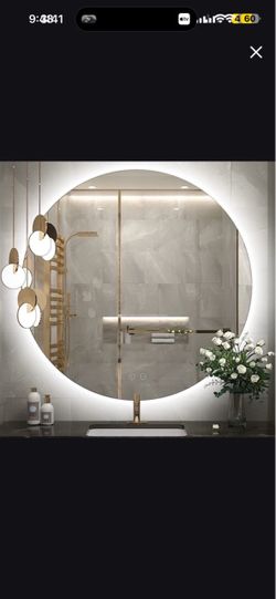 FTOTI 32 Inch LED Backlit Round Mirror For Vanity,6000K Wall Mounted Round Mirror With Lights,Dimmable Lighted Bathroom Round Mirror With Anti-Fog, To