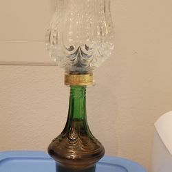 Vintage Rare Chianti Italian Glass Green Wine Bottle Conte Candle Lamp MCM