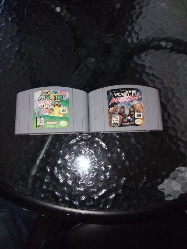 Two N64 Games Mario 64 And WCW Revenge