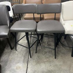 CHITA Swivel Counter Height Bar Stool Chairs Set of 2, 27.4" Faux Leather Upholstered Counter Stools