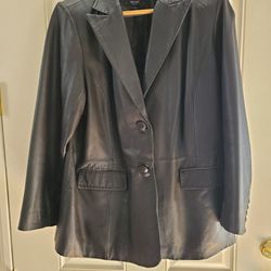Alfani Black Leather 2 Button Jacket Blazer