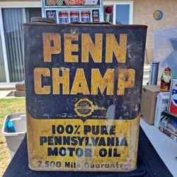 Vintage 2 Gal Penn Champ Motor Oil Container