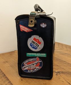 Antique 1(contact info removed) Leather Doctor's Gladstone Medical Bag -Vintage Airline Decals