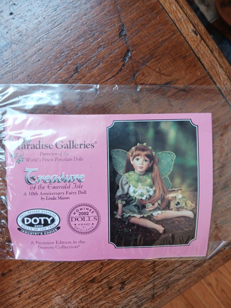 Paradise Galleries Porcelain Fairy Doll-Treasure Of The Emerald Isle