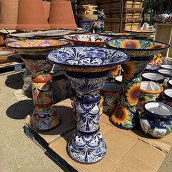 Talavera bird baths