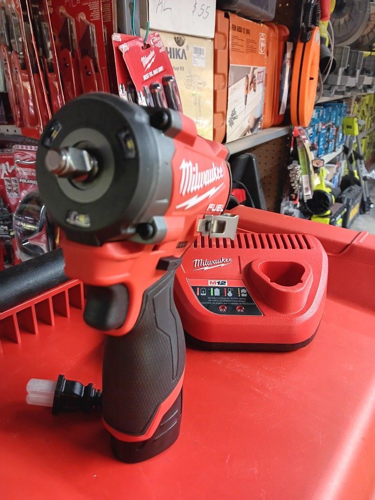 Milwaukee M18 FUEL Brushless 3/8" Friction Ring Impact Wrench with 2.0 Ah Battery and Charger