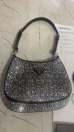Shop Prada Cleo Satin Bag With Crystals