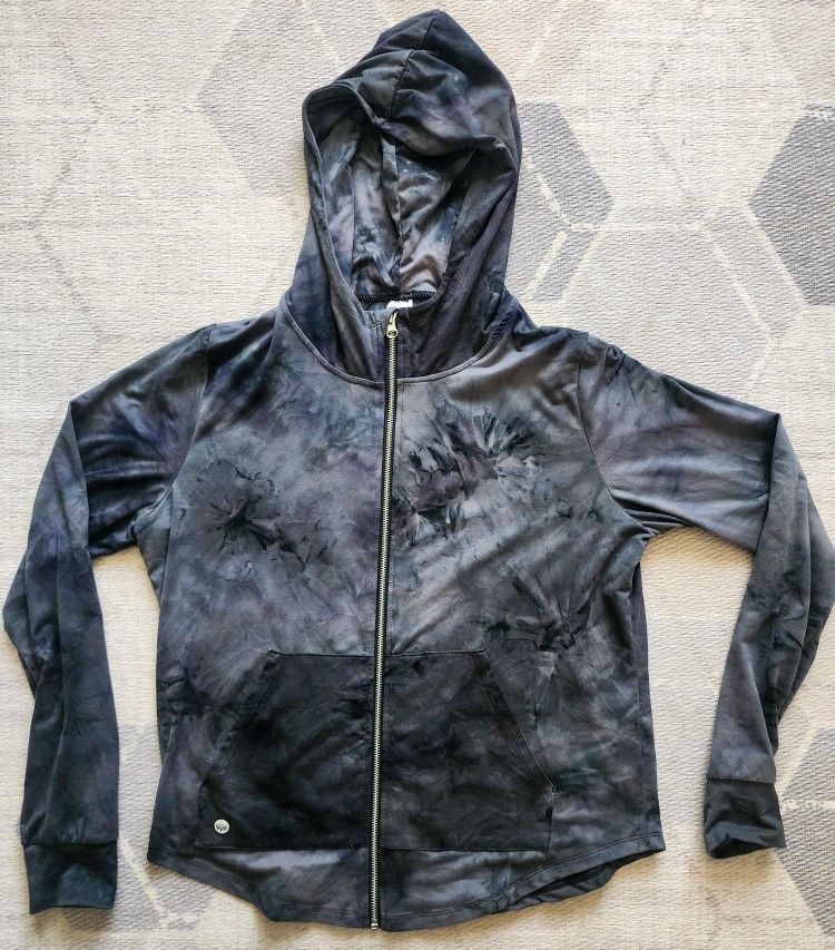 Senita Athletics Zip-Up Jacket – Grey Tie Dye, Size Large