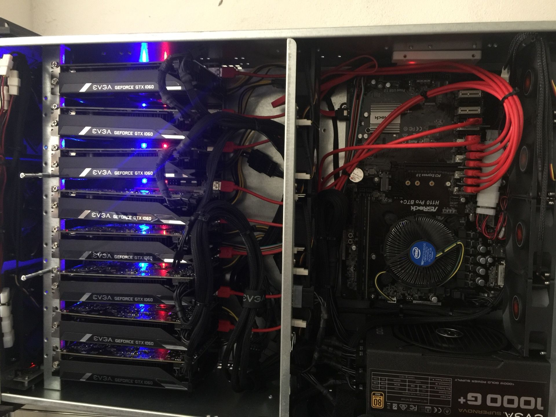 195 MHs rig 8 GPU NVIDIA rack case mountable ethos software criptominer
