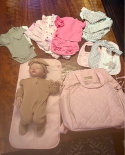 Reborn Baby Doll with Clothes and Diaper Bag