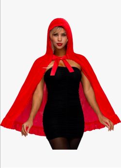 Spooktacular Creations Halloween Short Riding Hooded Cloak for Adult Women, Hood Cape for Halloween Costume Cosplay Parties