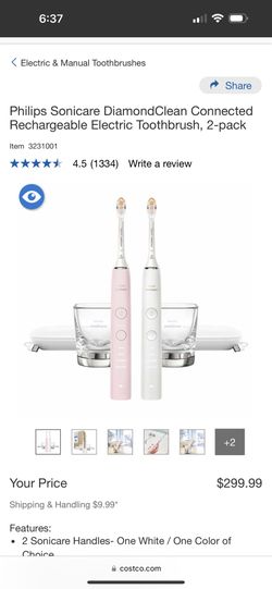 Philips Sonicare DiamondClean Connected Rechargeable Electric Toothbrush, 2-pack