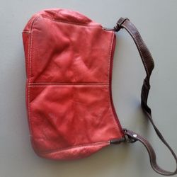 Red purse brown strap