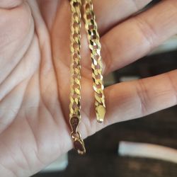 New Cuban link diamond cut 14k Yellow Gold Over ITALIAN STERLING SILVER bracelet 7.5in