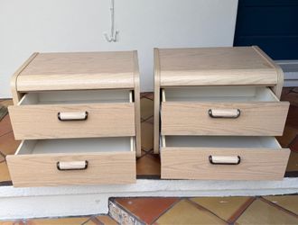 (Set of 2) Postmodern Light Oak Two-Drawer Nightstands (Set of 2)
