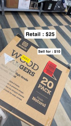 ZOBER Wooden Hangers 20 Pack – Natural Finish