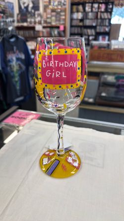 Birthday Girl Painted Wine Glass