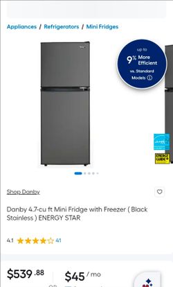Danby 4.7 cu. ft. 2-Door Mini Fridge & Freezer - Excellent Condition! Moving sale