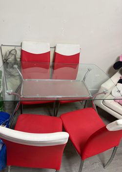 Glass Top Dining Table with 4 Chairs