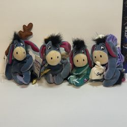 New SUGAR PLUM FAIRY, Dinosaur, Cupid, Reindeer EEYORE Disney Store Bean Bag 7”-9” Plush