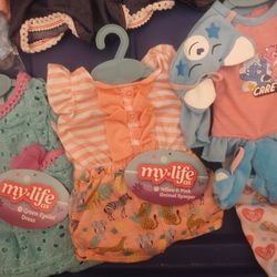 Brand New Yellow And Pink Animal Romper For An 18-in Doll