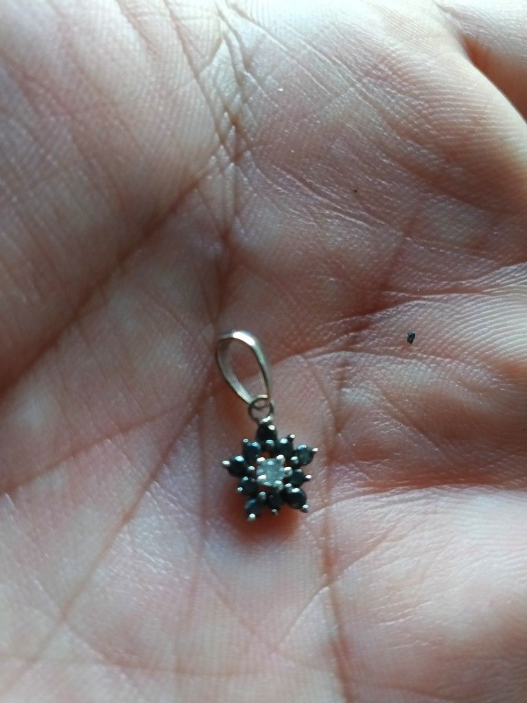 10k Pendant With Natural Black & White Diamonds