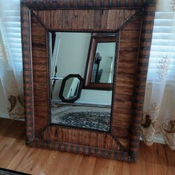 Heavy Duty Mirror w Beautiful Wooden Design 39" x 49" x 1.75" thick
