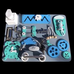 Sensory Busy Board, Portable Travel Toddler Educational Learning Toy, 12” x16"