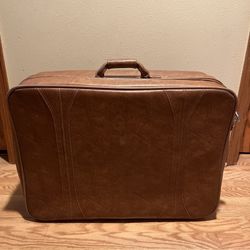 Vintage Brown Leather Suitcase