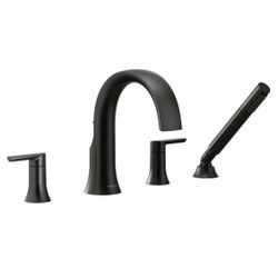 Moen TS984BL Doux 4 Handle Widespread Deck Mounted Roman Tub Filler- Matte Black
