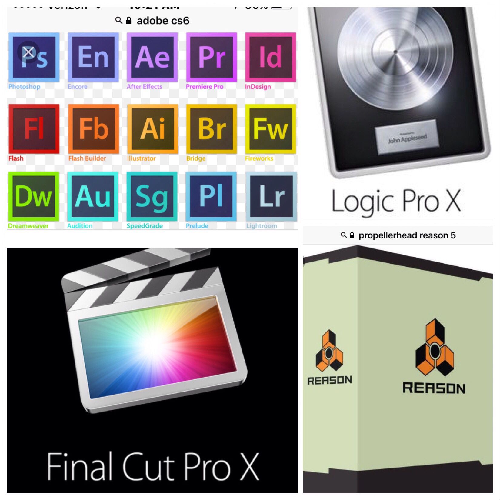 Adobe CS6 Master collection, Reason 5, for Mac/PC, Final Cut X, Logic Pro X 10.2, for Mac & more