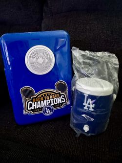 Both Brand New Los Angeles Dodgers Cooler Cup / Mini Bluetooth Speaker Fridge