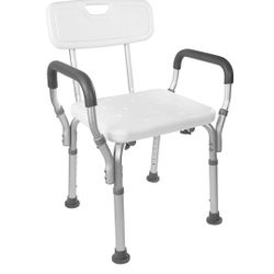 Vaunn FSA/HSA Eligible Medical Shower Chair Bath Seat with Padded Arms, Removable Back and Adjustable Legs for Bathtub Safety and Supports Weight up t