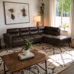 Dark Brown Microsuede Sectional