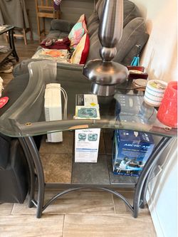 Glass coffee table and 2 end tables