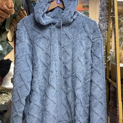 Men's Blue Plush Hoodie  LARGE AND XLARGE
