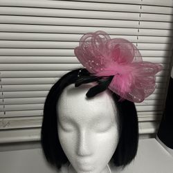 Pink and Black Fascinator